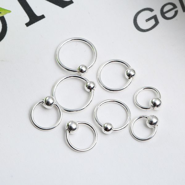 

korean-style s925 silver beads ear ring small silver ring cool er gu huan nose eyebrow belly button ear stud