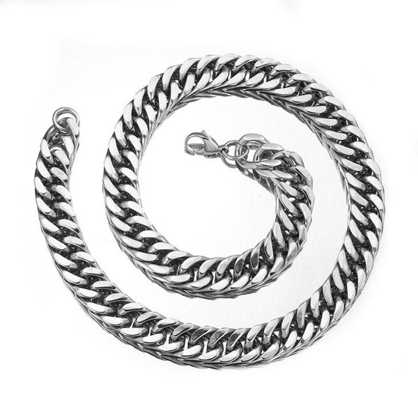 charming 15mm wide metal stainless steel silver color cuban curb double chain mens womens necklace or bracelet unisex's jewelry
charming 15mm wide metal stainless steel silver color cuban curb double chain mens womens necklace or bracelet unisex's jewelry