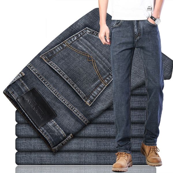men's jeans 2021 summer thin business straight casual denim pants fashion 5-color retro gray stretch trousers male brand, Blue
men's jeans 2021 summer thin business straight casual denim pants fashion 5-color retro gray stretch trousers male brand, Blue