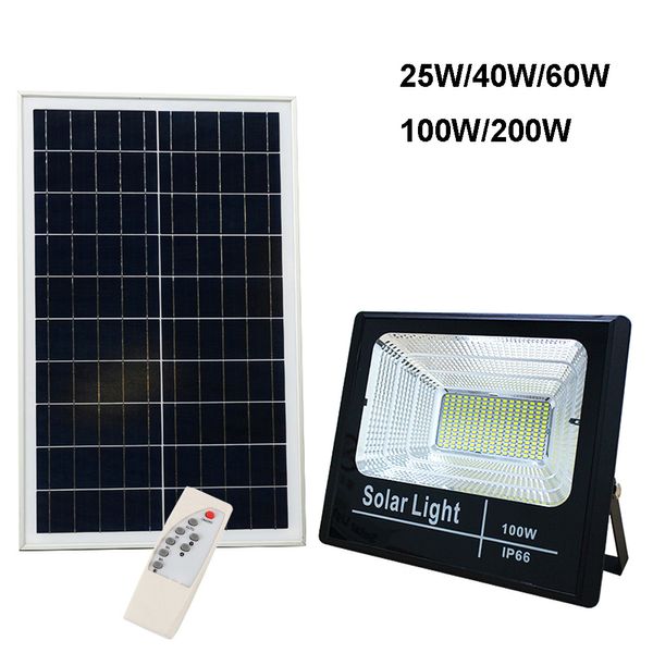 Led Solar Light Flood Lamp 25w 40w 60w 100w 200w Spotlight Ip66 White Auto Solar Lamp Outdoor For Garden Street Garage