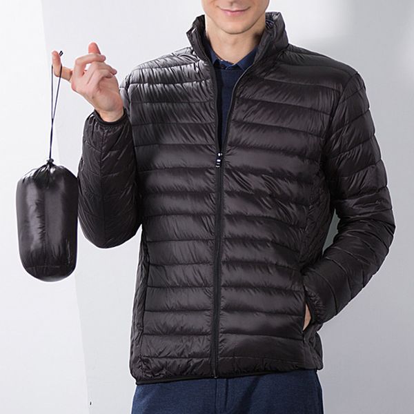 plus size winter men's down coat solid portable stand collar zipper parka coat light weight cotton men down jacket, Black
plus size winter men's down coat solid portable stand collar zipper parka coat light weight cotton men down jacket, Black