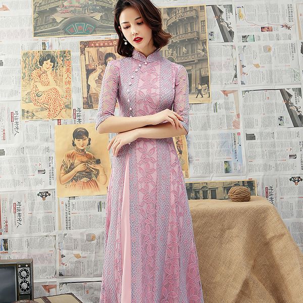 lace vietnam aodai three quarter sleeve improved cheongsam long cheongsam vintage mandarin collar qipao plus size -3xl, Red
lace vietnam aodai three quarter sleeve improved cheongsam long cheongsam vintage mandarin collar qipao plus size -3xl, Red
