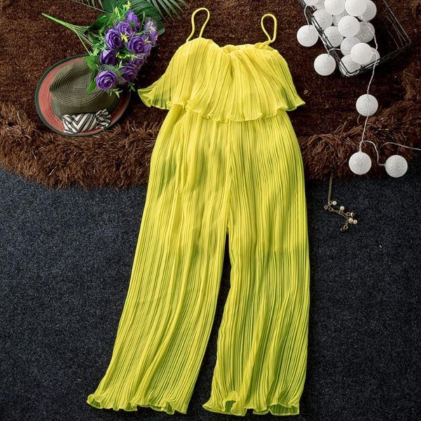 good quality solid chiffon jumpsuits women pleated ruffles wide leg ankle length strapless pants fashion womens jumpsuit pant, Black;white
good quality solid chiffon jumpsuits women pleated ruffles wide leg ankle length strapless pants fashion womens jumpsuit pant, Black;white