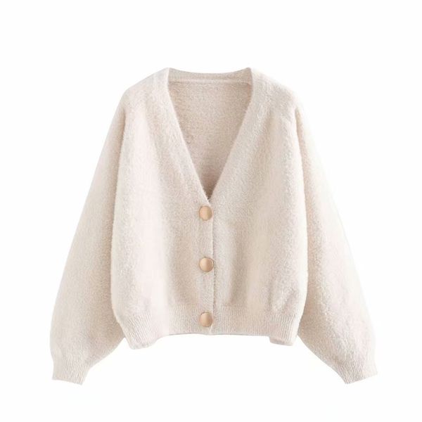 tb70-19193 european and american fashion button cardigan sweater, White