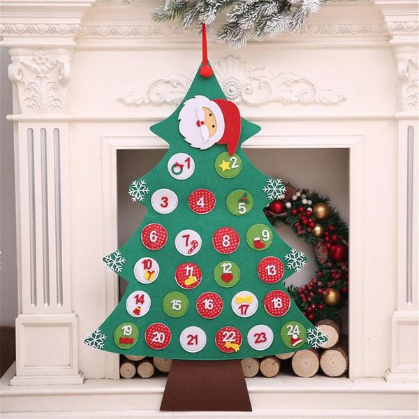 

christmas tree advent calendar with ornaments countdown xmas tree gift party hanging decorations santa claus calendar #2f