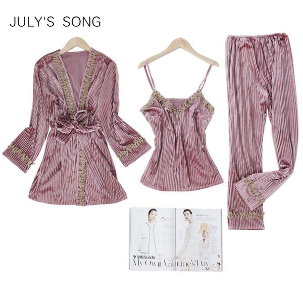 july's song women velvet 3 pieces warm pajamas set 2019 new lace wram pajamas winter sleepwear long sleeves nightdress, Black;red
july's song women velvet 3 pieces warm pajamas set 2019 new lace wram pajamas winter sleepwear long sleeves nightdress, Black;red
