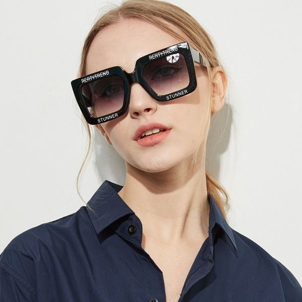 fashion retro letters versatile large square sunglasses clear colored lens ac festival pc frame sunglasses women, Black
fashion retro letters versatile large square sunglasses clear colored lens ac festival pc frame sunglasses women, Black