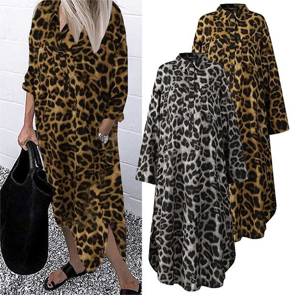 women's leopard shirt dress zanzea spring stylish printsundress casual long sleeve midi vestidos female button robe plus size, Black;gray
women's leopard shirt dress zanzea spring stylish printsundress casual long sleeve midi vestidos female button robe plus size, Black;gray