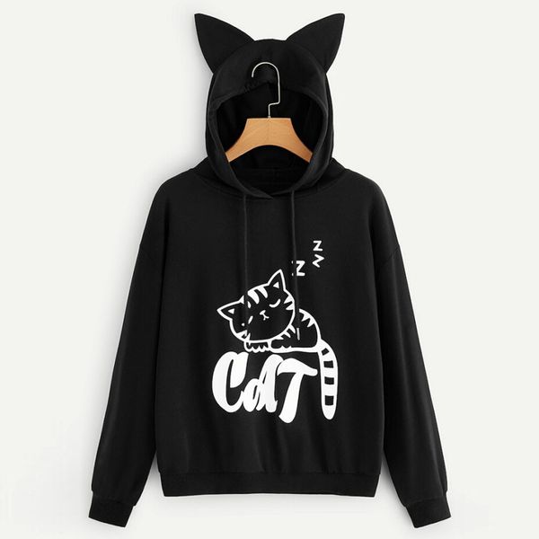 SAGACE Fashion Cute Cat Print Long Sleeve Sweatshirt Women Sweaters Tops Blous Ladies Autumn Winter Pullover Jumper Tops