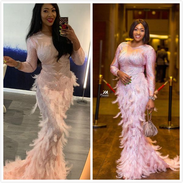 2019 aso ebi arabic pink luxurious evening dresses lace crystals mermaid prom dresses feather formal party second reception gowns, Black
2019 aso ebi arabic pink luxurious evening dresses lace crystals mermaid prom dresses feather formal party second reception gowns, Black