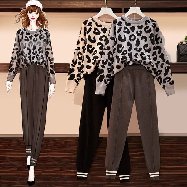women warm tracksuit two piece knitted suit o neck leopard sweater and harem pant autumn winter casual matching set 2 pcs outfit, White
women warm tracksuit two piece knitted suit o neck leopard sweater and harem pant autumn winter casual matching set 2 pcs outfit, White