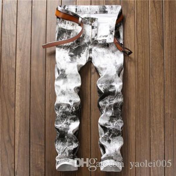 new printing mens casual jeans korean version of the white slim flower pants fashion nightclub tide pants, Blue
new printing mens casual jeans korean version of the white slim flower pants fashion nightclub tide pants, Blue