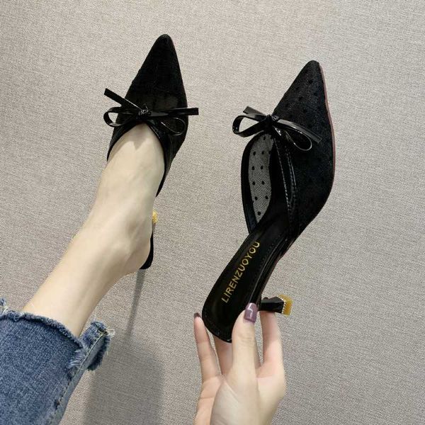 slippers butterfly-knot high heel women summer shoes 2021 black beige lace breathable sandals pointed toe mules 
slippers butterfly-knot high heel women summer shoes 2021 black beige lace breathable sandals pointed toe mules