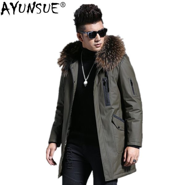 ayunsue men's genuine leather jacket winter down jacket men raccoon fur collar long coat luxury cow leather jackets k2373 my1439, Black
ayunsue men's genuine leather jacket winter down jacket men raccoon fur collar long coat luxury cow leather jackets k2373 my1439, Black