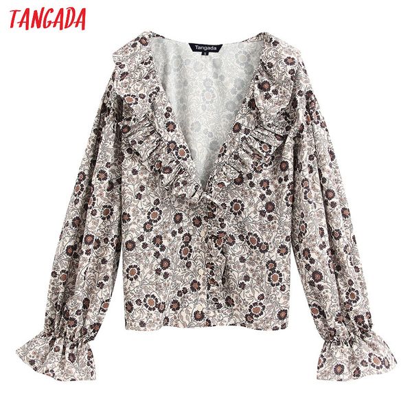 tangada women ruffles floral print oversized blouse long sleeve chic female casual loose shirt blusas femininas be229, White
tangada women ruffles floral print oversized blouse long sleeve chic female casual loose shirt blusas femininas be229, White