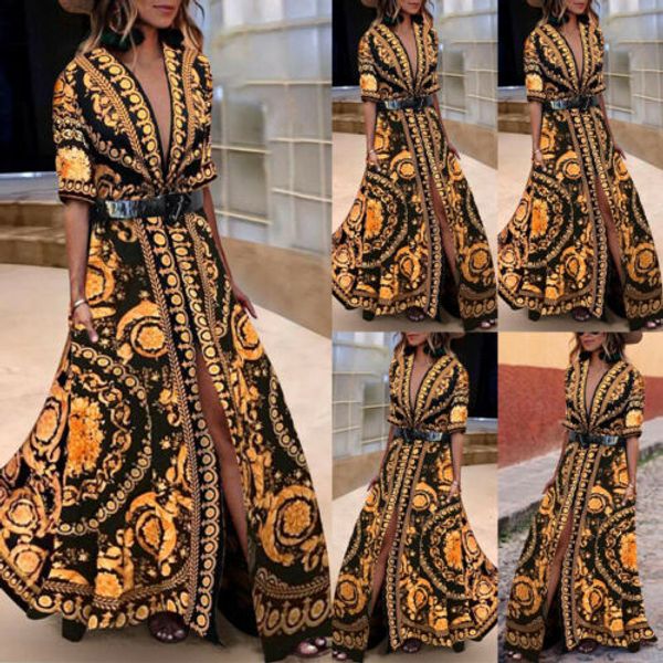 2019 lady long maxi dress boho womens holiday short sleeve floral maxi ladies summer beach evening party dress, Black;gray
2019 lady long maxi dress boho womens holiday short sleeve floral maxi ladies summer beach evening party dress, Black;gray