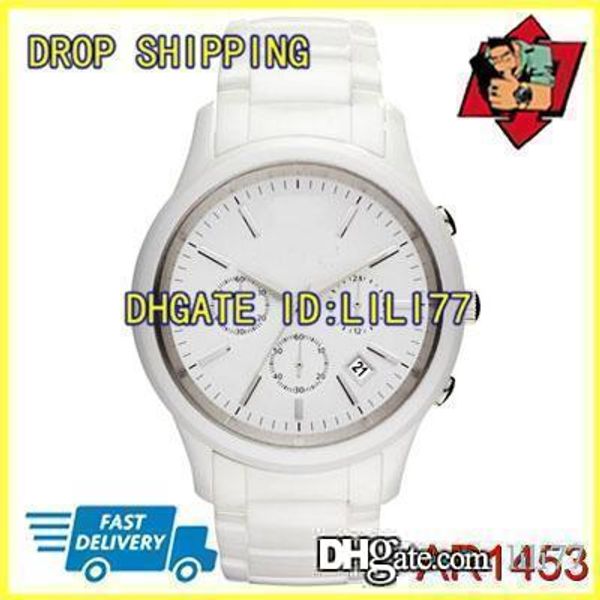 100 original japan movement new men chronograph white ceramic watch ar1453 ar 1453 
100 original japan movement new men chronograph white ceramic watch ar1453 ar 1453