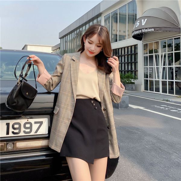 women's suits & blazers fashion plus size plaid suit jacket women 2021 summer korean seven-point sleeve female m523, White;black
women's suits & blazers fashion plus size plaid suit jacket women 2021 summer korean seven-point sleeve female m523, White;black