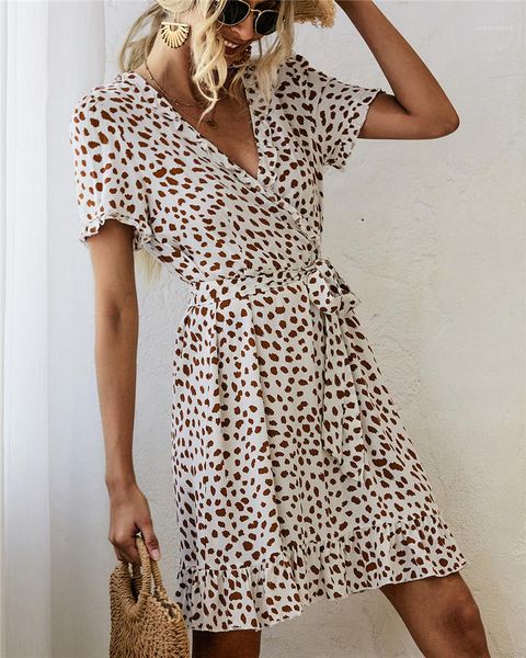 v-neck short sleeve dress womens ruffle dresses fashion polka dot natural color dress with sashes casual, Black;gray
v-neck short sleeve dress womens ruffle dresses fashion polka dot natural color dress with sashes casual, Black;gray
