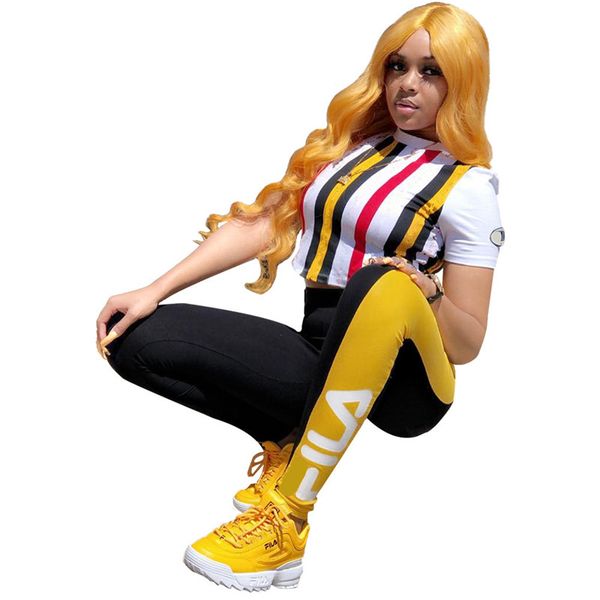 women brand desinger tracksuit striped t-shirt crop + leggings pants two pieces outfits ladies bodysuit sportswear club party set c7106, White
women brand desinger tracksuit striped t-shirt crop + leggings pants two pieces outfits ladies bodysuit sportswear club party set c7106, White