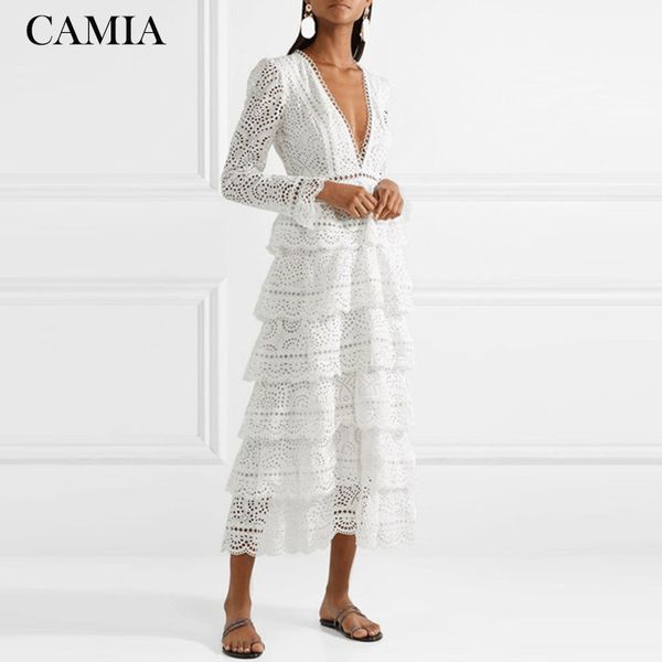 camia women's fashion lace white long dress deep v-neck long section horns stacked sleeves ruffled style openwork retro dress, Black;gray
camia women's fashion lace white long dress deep v-neck long section horns stacked sleeves ruffled style openwork retro dress, Black;gray