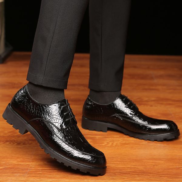 men's crocodile dress split leather shoes lace-up wedding party shoes mens business office oxfords flats plus size men fashion, Black
men's crocodile dress split leather shoes lace-up wedding party shoes mens business office oxfords flats plus size men fashion, Black