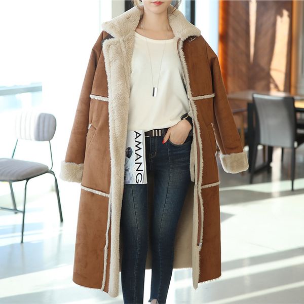ladies winter flocking suede parkas women fashion brown loose wadded cotton coat long sleeve turn down collat casual jacket z325, Black
ladies winter flocking suede parkas women fashion brown loose wadded cotton coat long sleeve turn down collat casual jacket z325, Black