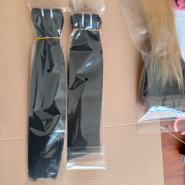 

elibess silky straight hair 3 or 4pcs virgin human hair extensions r 100g one piece hair bundle, ing, Black