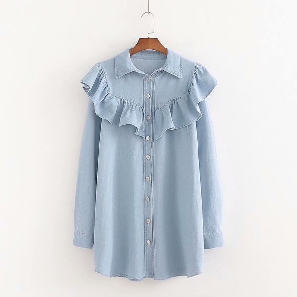 women's blouses & shirts woah 2021 xd55-2870 blouse women blusa feminina blusas falbala long denim, White
women's blouses & shirts woah 2021 xd55-2870 blouse women blusa feminina blusas falbala long denim, White