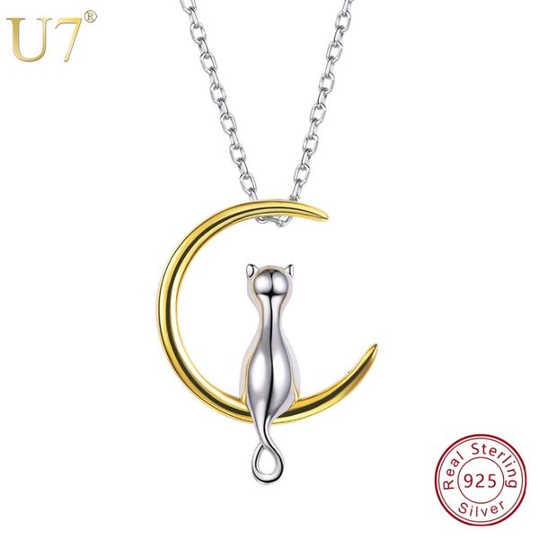 u7 100% 925 sterling silver cat/kitten sit on moon pendant & chain valentine's day gift for women animal jewelry necklace sc37
u7 100% 925 sterling silver cat/kitten sit on moon pendant & chain valentine's day gift for women animal jewelry necklace sc37