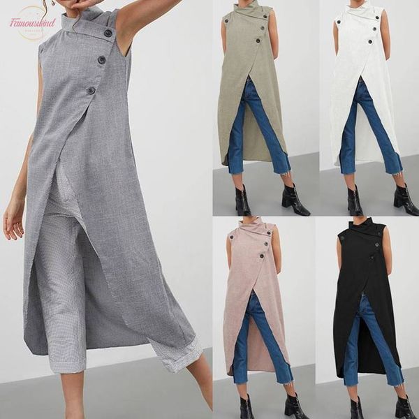 women button blouse asymmetrical 2020 summer sleeveless button down casual split long shirt loose blusas plus size 5xl, White
women button blouse asymmetrical 2020 summer sleeveless button down casual split long shirt loose blusas plus size 5xl, White