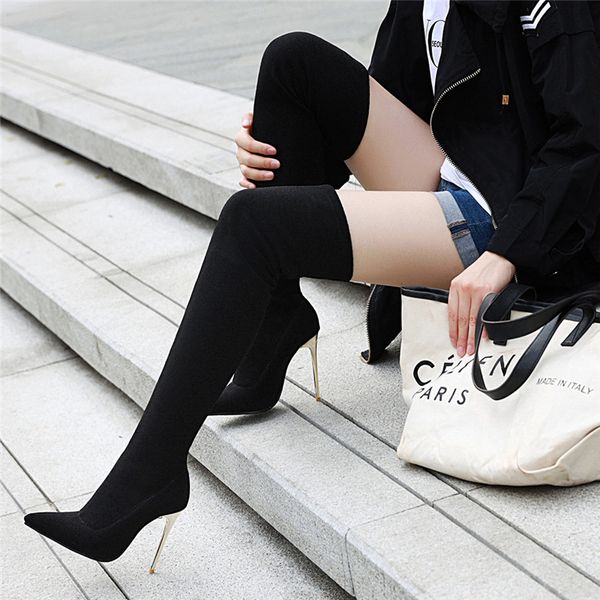 2020 women over the knee sock boots 10cm high heels long winter stretch leopard snow boots lady thigh stripper fetish shoes, Black
2020 women over the knee sock boots 10cm high heels long winter stretch leopard snow boots lady thigh stripper fetish shoes, Black