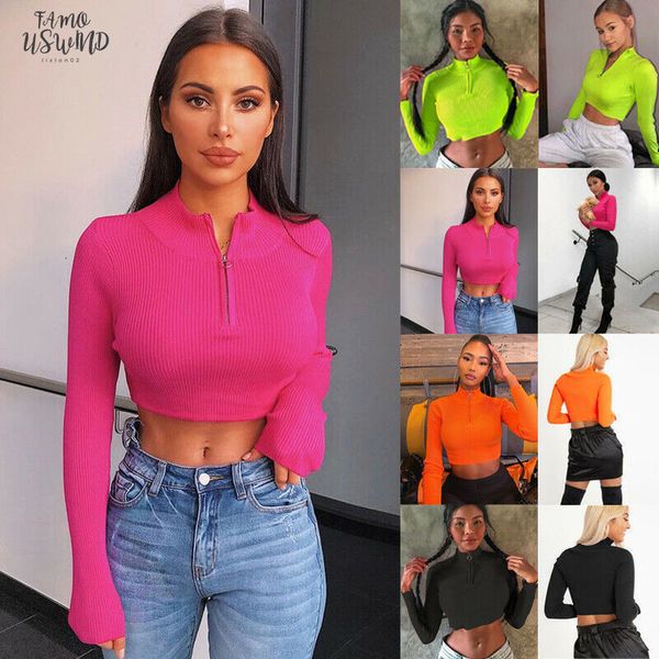 womens zipper cropped long sleeve knitted turtle neck solid color short t shirt female slim, White
womens zipper cropped long sleeve knitted turtle neck solid color short t shirt female slim, White