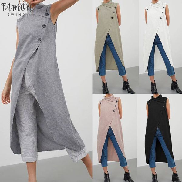 women blouse asymmetrical 2020 summer sleeveless button down casual split long shirt loose blusas plus size stand collar 5xl, White
women blouse asymmetrical 2020 summer sleeveless button down casual split long shirt loose blusas plus size stand collar 5xl, White