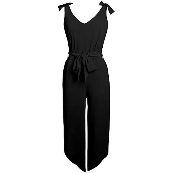 summer capris plus size clothing bow sleeveless v neck loose womens jumpsuits irregular length women rompers, Black;white
summer capris plus size clothing bow sleeveless v neck loose womens jumpsuits irregular length women rompers, Black;white