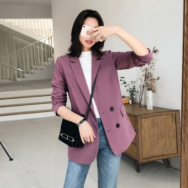 women's suits & blazers loose stylish ladies blazer casual solid purple simple suit jacket vintage abrigos korean party women large siz, White;black
women's suits & blazers loose stylish ladies blazer casual solid purple simple suit jacket vintage abrigos korean party women large siz, White;black