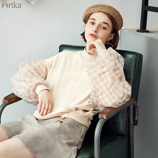 artka 2019 autumn new women sweatshirt pullover casual mesh stitching sweatshirts vintage lantern sleeve sweatshirt va10588q, Black
artka 2019 autumn new women sweatshirt pullover casual mesh stitching sweatshirts vintage lantern sleeve sweatshirt va10588q, Black