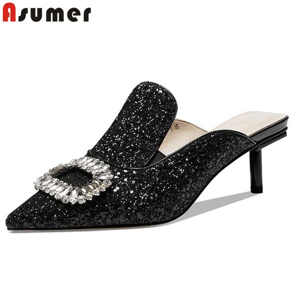 asumer 2020 women pumps pointed toe crystal slip on summer mules shoes thin high heels party shoes woman, Black
asumer 2020 women pumps pointed toe crystal slip on summer mules shoes thin high heels party shoes woman, Black
