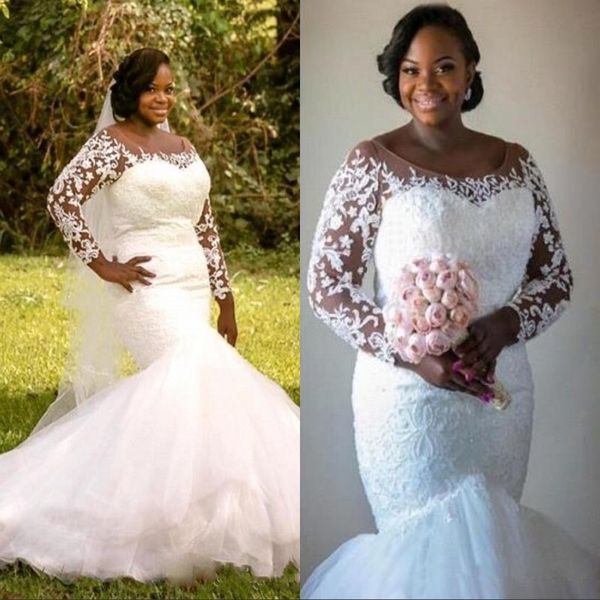 african plus size wedding dresses 3d floral applique lace long sleeveless backless sweep train bridal gowns robe de mariée, White
african plus size wedding dresses 3d floral applique lace long sleeveless backless sweep train bridal gowns robe de mariée, White