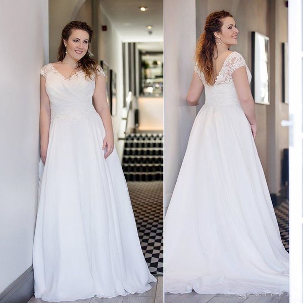 2020 plus size wedding dresses a line sweep train v neck cap sleeve bohemian wedding dress custom made chiffon country robes de mariée, White
2020 plus size wedding dresses a line sweep train v neck cap sleeve bohemian wedding dress custom made chiffon country robes de mariée, White
