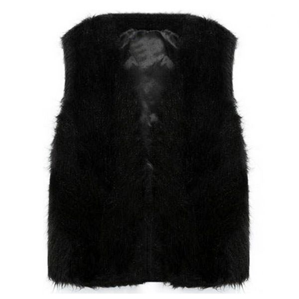 women faux fur ladies sleeveless vest waistcoat jacket coat outwear, Black;white 
women faux fur ladies sleeveless vest waistcoat jacket coat outwear, Black;white