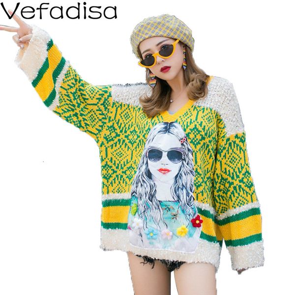 vefadisa winter pullovers sweater woman loose cartoon thick striped sweater v-neck woman casual green 2019 qyf873, White;black
vefadisa winter pullovers sweater woman loose cartoon thick striped sweater v-neck woman casual green 2019 qyf873, White;black