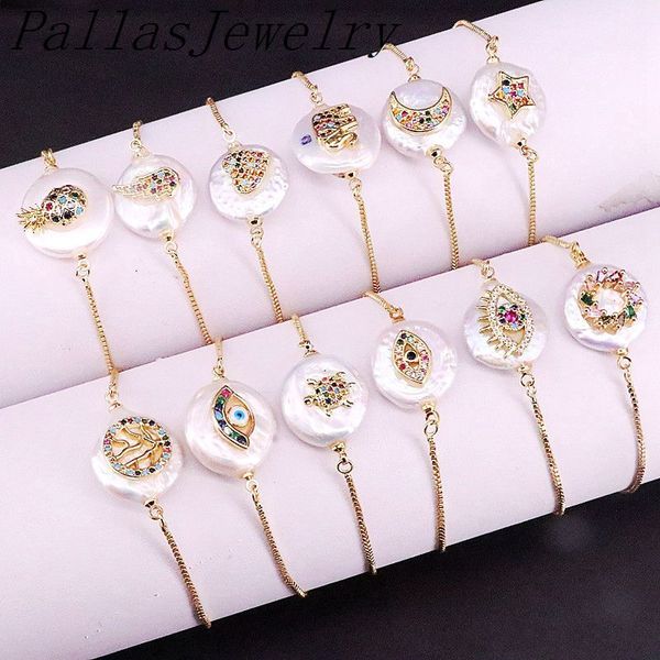 10pcs new design natural pearl with colorful cubic zirconia pave bracelet round shape pearl women adjustable charm bracelets, Golden;silver
10pcs new design natural pearl with colorful cubic zirconia pave bracelet round shape pearl women adjustable charm bracelets, Golden;silver