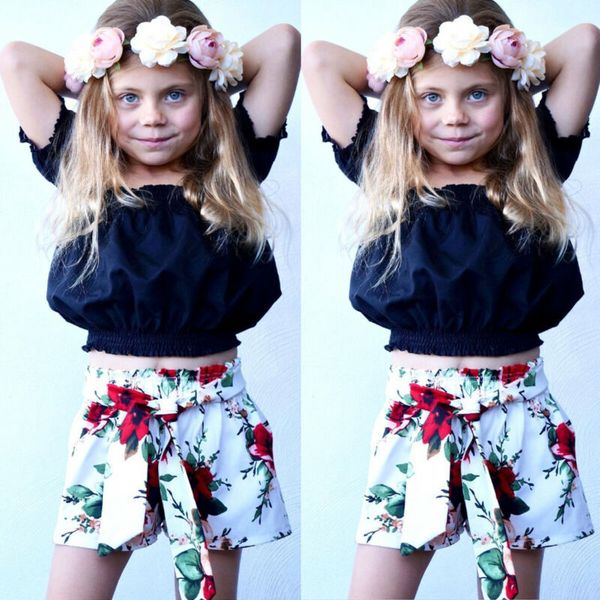 2pcs toddler baby girl black off the shoulder short sleeve crop floral shorts pants summer fashion outfit sunsuit, White
2pcs toddler baby girl black off the shoulder short sleeve crop floral shorts pants summer fashion outfit sunsuit, White