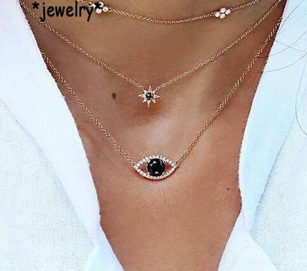 vintage black crystal eye pendant multi layer necklaces for women fashion gold long hexagon pendant necklace jewelry, Silver
vintage black crystal eye pendant multi layer necklaces for women fashion gold long hexagon pendant necklace jewelry, Silver