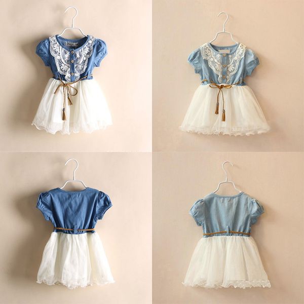 summer girls kids dresses 2 colors short sleeve girl denim dress lace denim splicing tutu skirt kids designer clothes girls jy359, Red;yellow
summer girls kids dresses 2 colors short sleeve girl denim dress lace denim splicing tutu skirt kids designer clothes girls jy359, Red;yellow