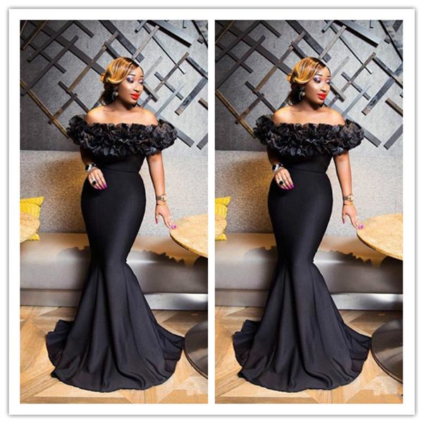 african black mermaid evening dresses with ruffles bateau neck prom gowns zipper back formal dress vestidos de festa, Black;red
african black mermaid evening dresses with ruffles bateau neck prom gowns zipper back formal dress vestidos de festa, Black;red