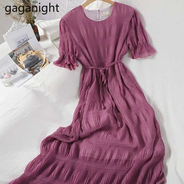 gaganight women solid chiffon maxi dress fashion o neck lace up slim waist vestido korean chic elegant short sleeve robe summer, Black;gray
gaganight women solid chiffon maxi dress fashion o neck lace up slim waist vestido korean chic elegant short sleeve robe summer, Black;gray