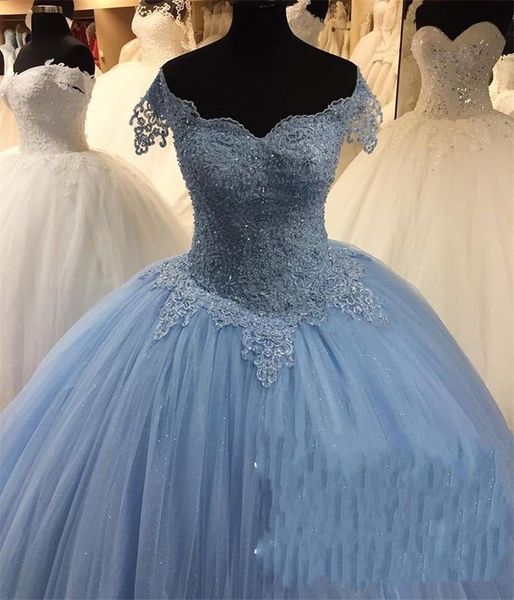 2019 light blue lace sweet 16 quinceanera dresses ball gown off shoulder beaded formal party gown vestidos de 15 anos qc1279, Blue;red
2019 light blue lace sweet 16 quinceanera dresses ball gown off shoulder beaded formal party gown vestidos de 15 anos qc1279, Blue;red