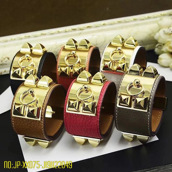 new real leather gold h letter h gold cuff bangle for women punk rock designer brand jewelry for mans gift boxs christmas gift, Black
new real leather gold h letter h gold cuff bangle for women punk rock designer brand jewelry for mans gift boxs christmas gift, Black
